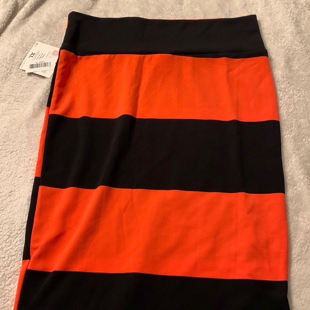 NWT Orange/Black Striped LuLaRoe Cassie Skirt - XL